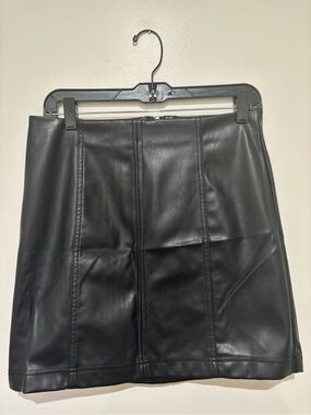 Classic Black Faux Leather Panel Mini Skirt